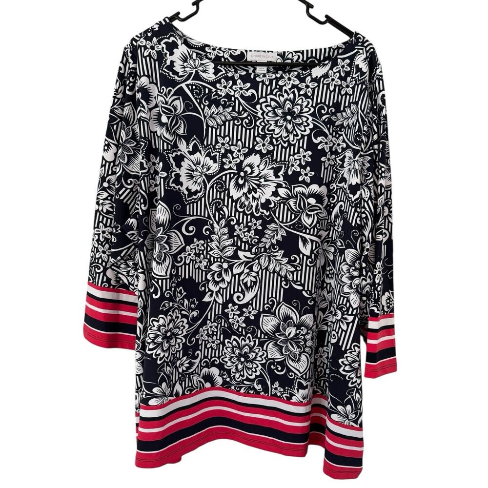 Charter Club Floral Pullover Stretchy Top Women’s Size 3X